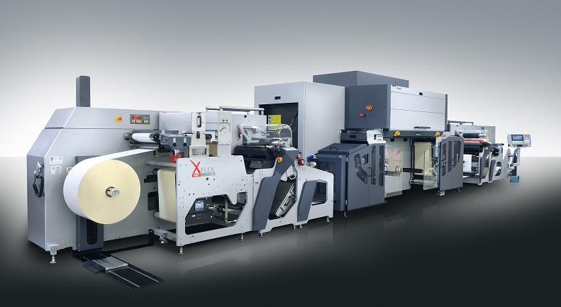 Durst Tau 330 label press with in-line Omet pre-print and finishing equipment.