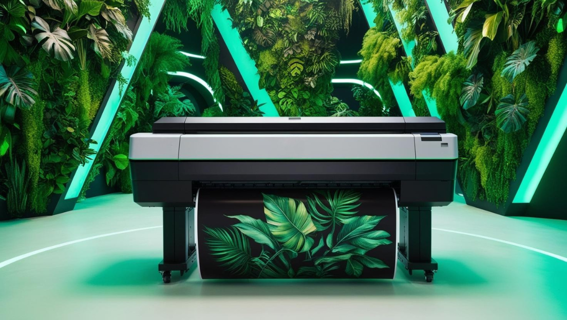 Large-format printer in green jungle