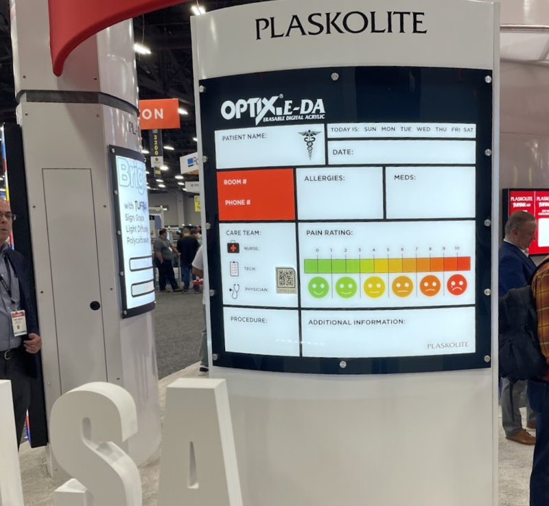 Backlit in-patient care panel printed on OPTIX