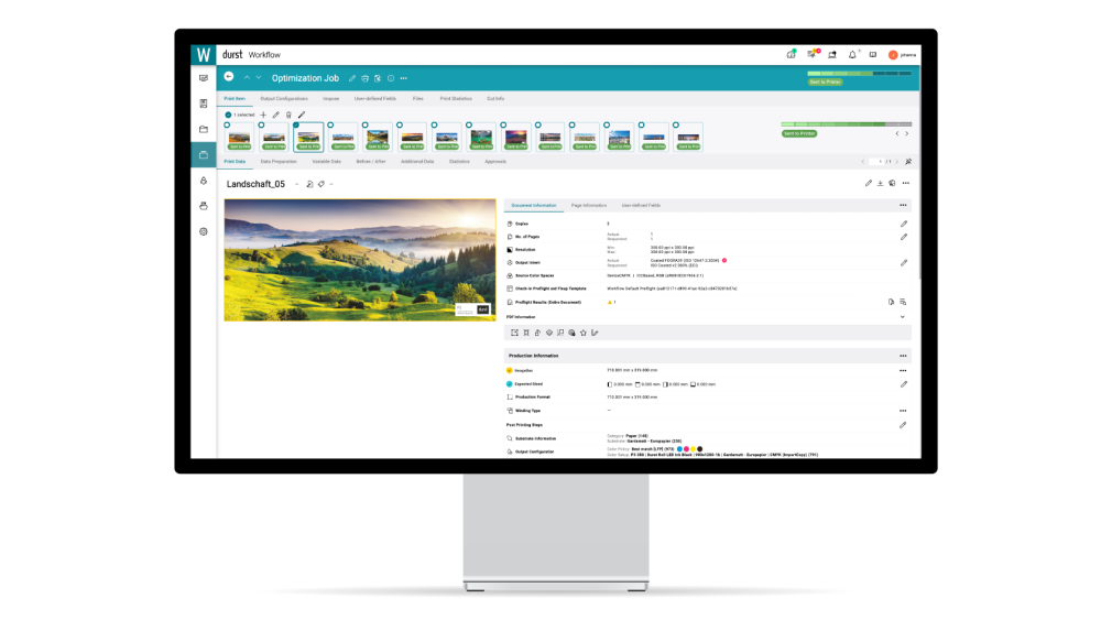 Screenshot of Durst Workflow software